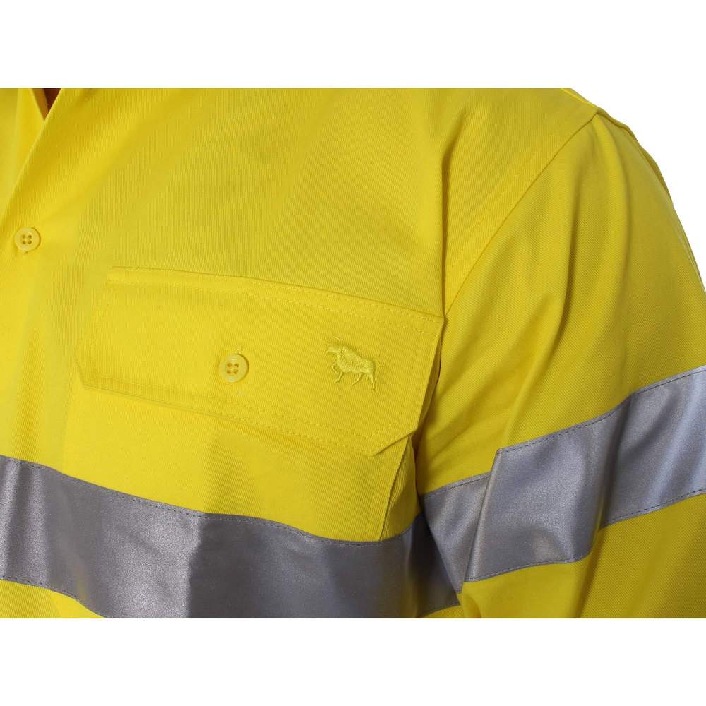 Broken Hill Mens Full Button High Vis Workshirt Yellow
