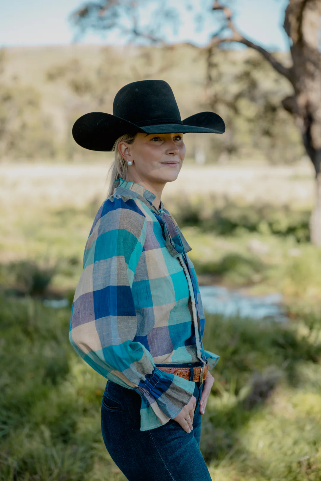 Black Colt Gabby - Blue Check