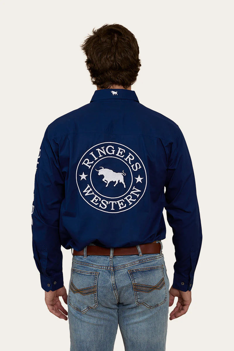 Ringers Western Mens Hawkeye Half Button Work Shirt - Navy
