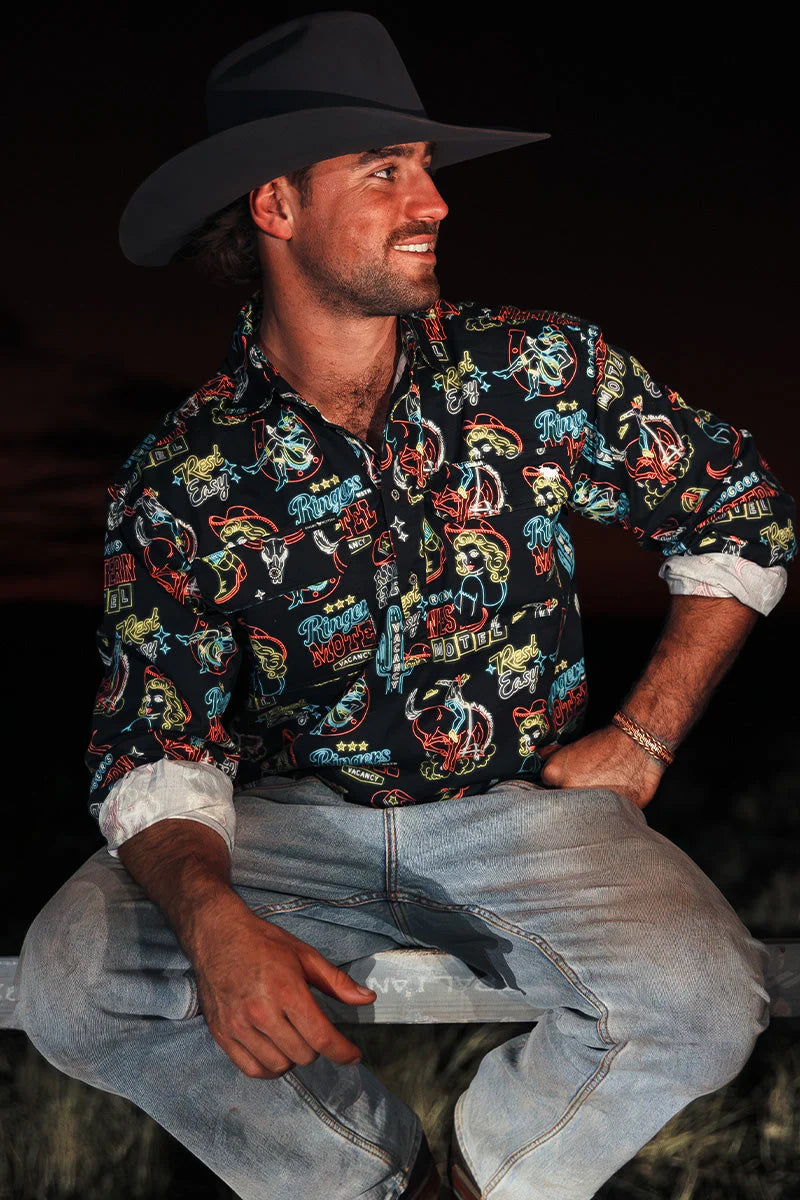 Ringers Western Mens Dyno Half Button Work Shirt