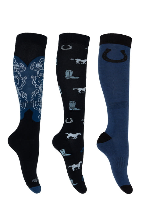 Pure Western Riding Socks 3 Pack - Blues PCP2922SOC