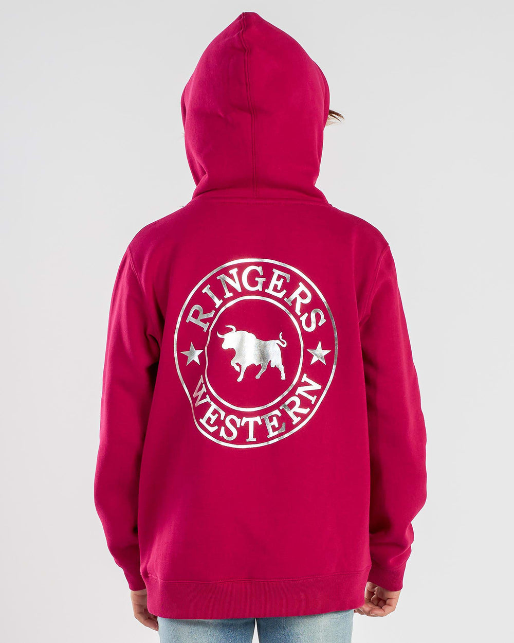 Ringers Western Signature Bull Kids Hoodie - Magenta / Silver