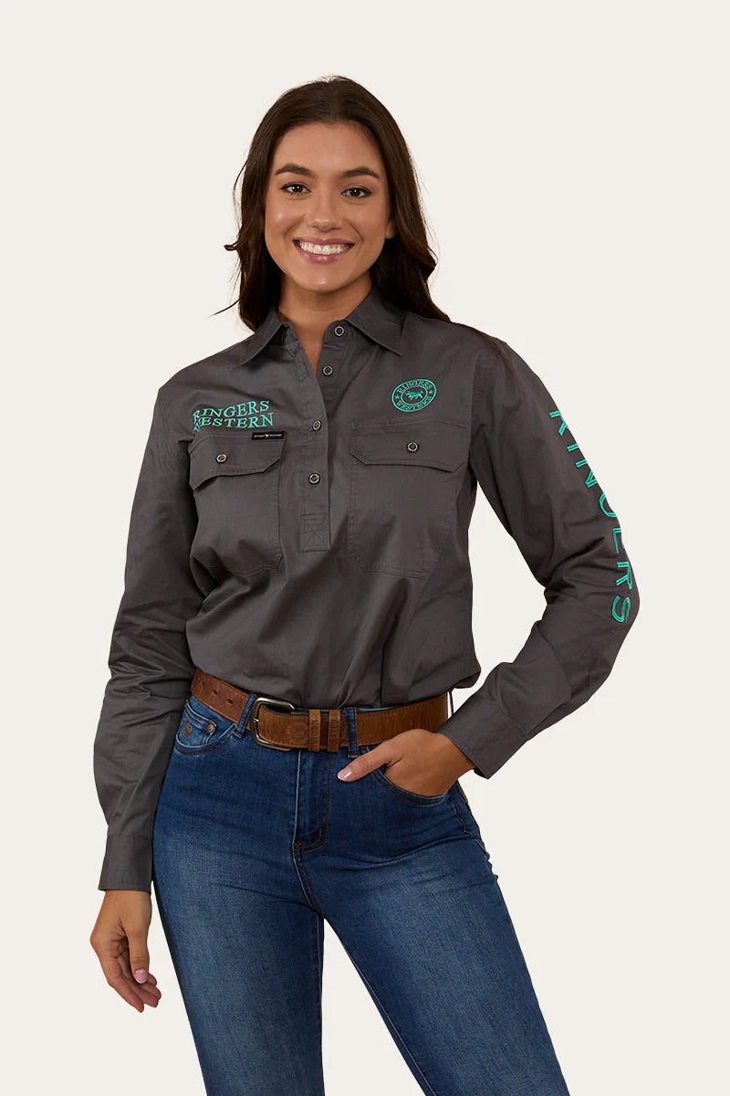 Ringers Western Womens Signature Jillaroo Half Button Work Shirt - Magnum / Mint