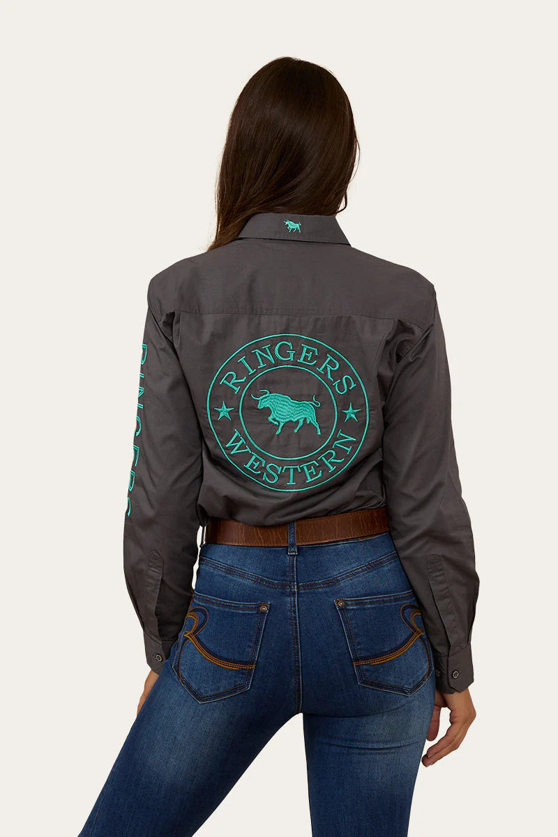 Ringers Western Womens Signature Jillaroo Half Button Work Shirt - Magnum / Mint