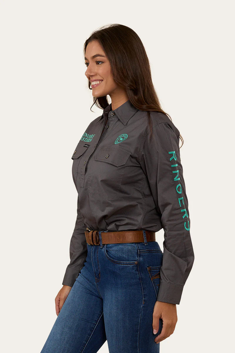 Ringers Western Womens Signature Jillaroo Half Button Work Shirt - Magnum / Mint