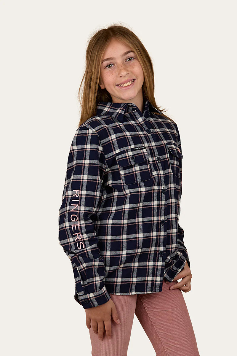 Ringers Western Rory Kids Flannel Shirt - Navy / Pink