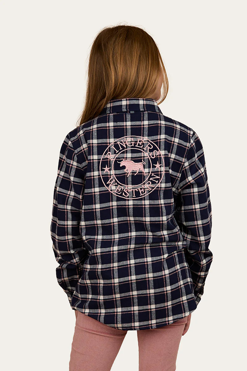 Ringers Western Rory Kids Flannel Shirt - Navy / Pink