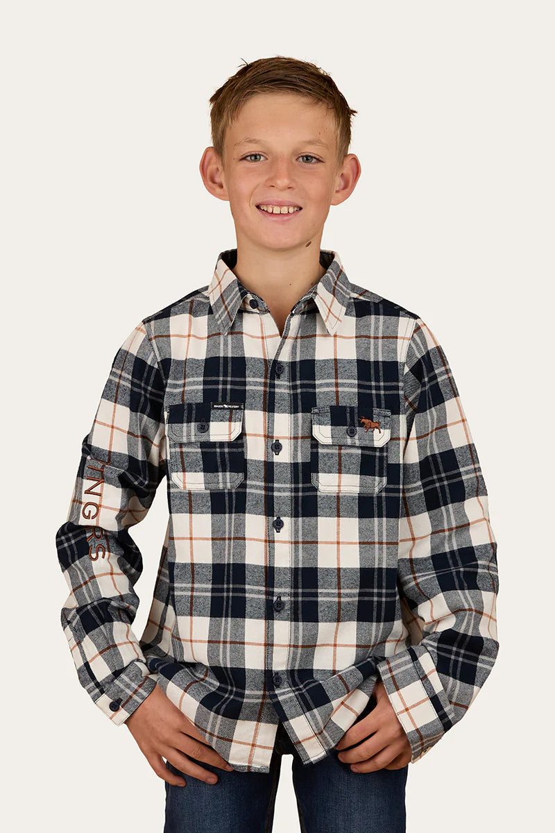 Ringers Western Rory Kids Flannel Short - Navy / Tobacco