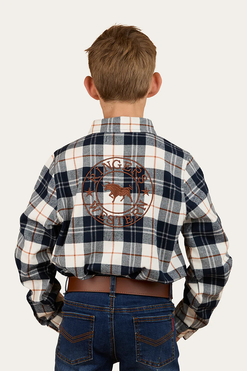 Ringers Western Rory Kids Flannel Short - Navy / Tobacco
