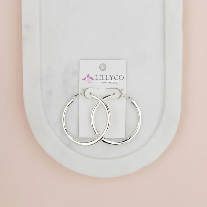 LillyCo Silver Hoop Earrings - 347ES