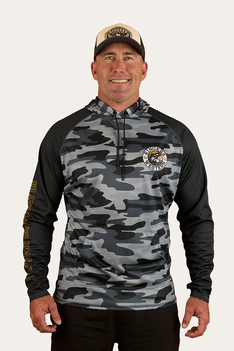 Ringers Western Big Catch Hooded Fishing Shirt - Black Camo