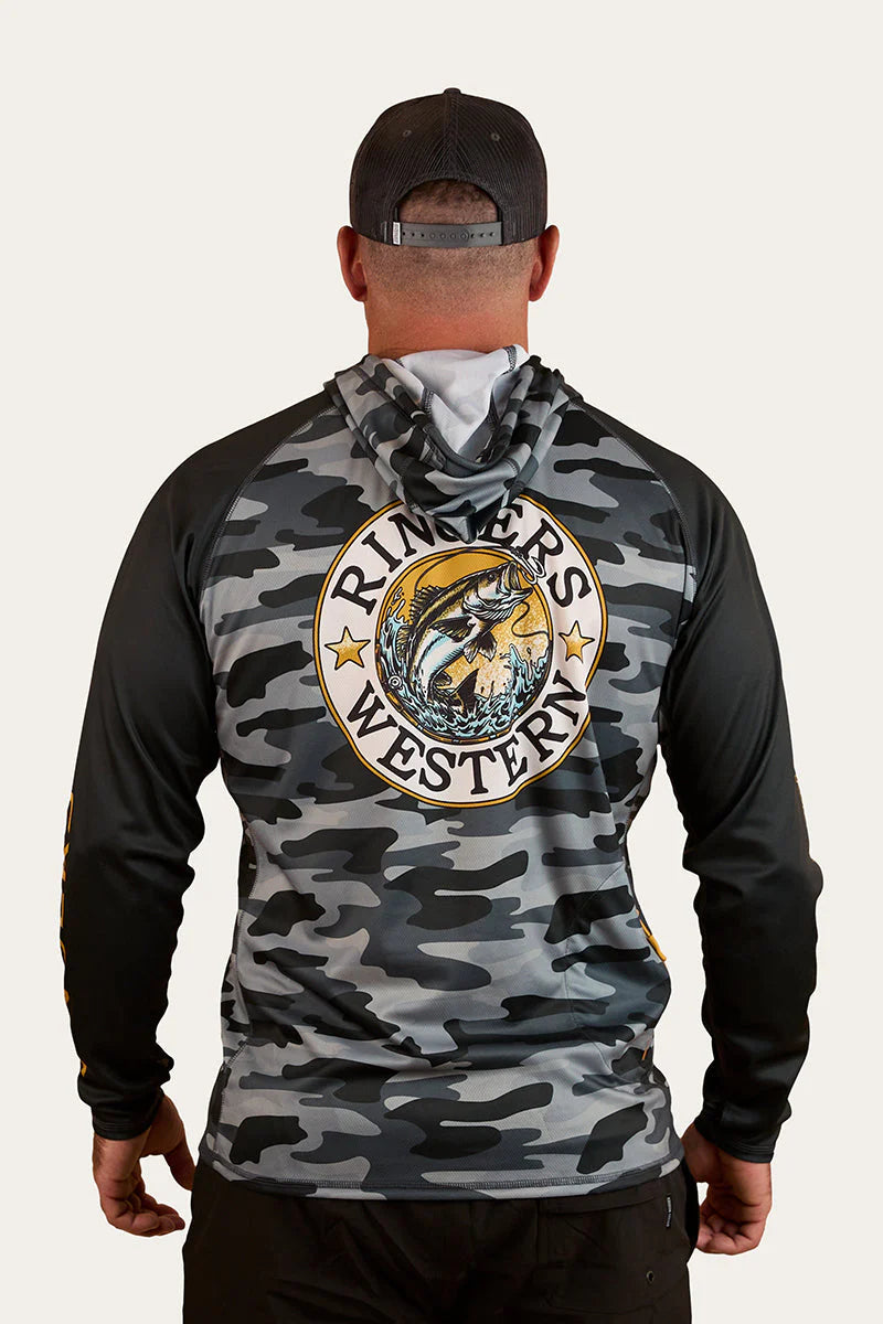 Ringers Western Big Catch Hooded Fishing Shirt - Black Camo