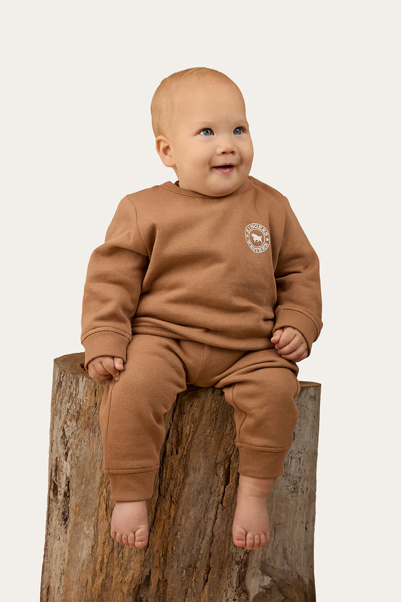Ringers Western Mini Ringer Babies Signature Bull Fleece Pullover - Clay