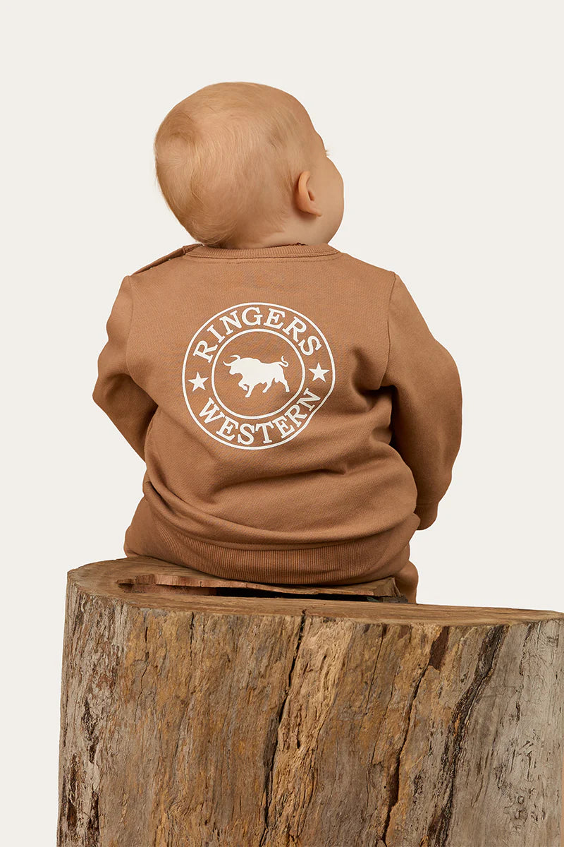 Ringers Western Mini Ringer Babies Signature Bull Fleece Pullover - Clay