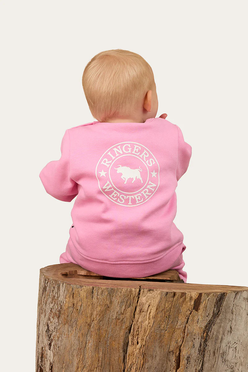 Ringers Western Mini Ringer Babies Signature Bull Fleece Pullover - Pink