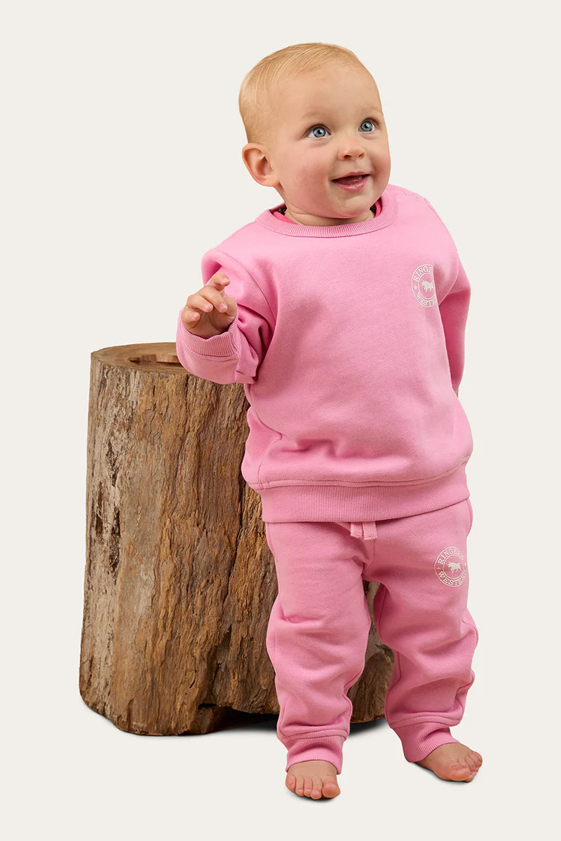 Ringers Western Mini Ringer Babies Signature Bull Fleece Pullover - Pink