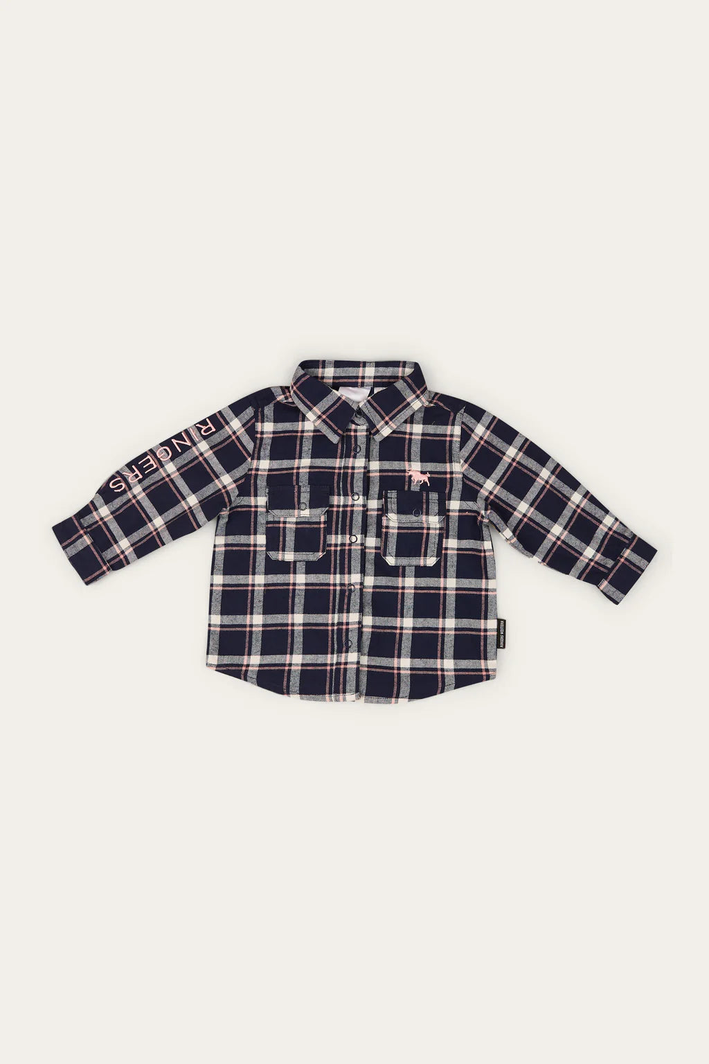 Ringers Western Rory Babies Flannel Shirt - Navy With Pink