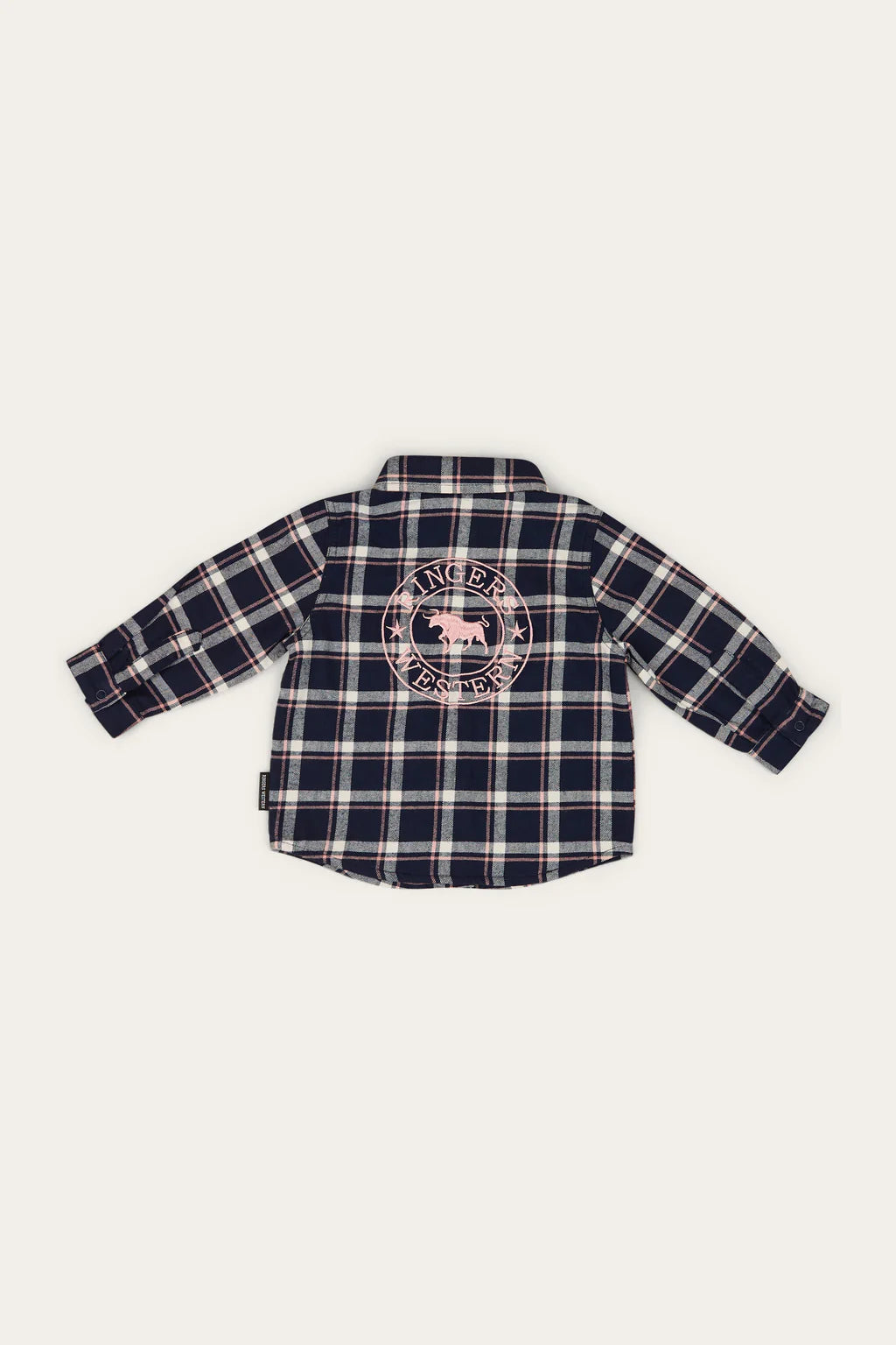Ringers Western Rory Babies Flannel Shirt - Navy With Pink