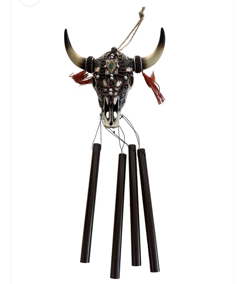 Pure Western Steer Head Wind Chime - P3S1932GFT