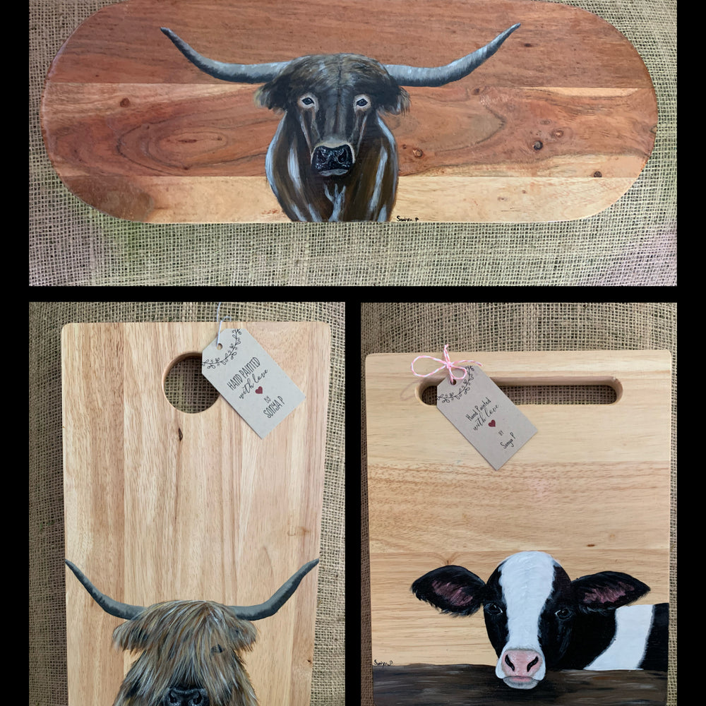 Wooden Serving Board - Beautifully Hand Painted By Kanga Kreations!