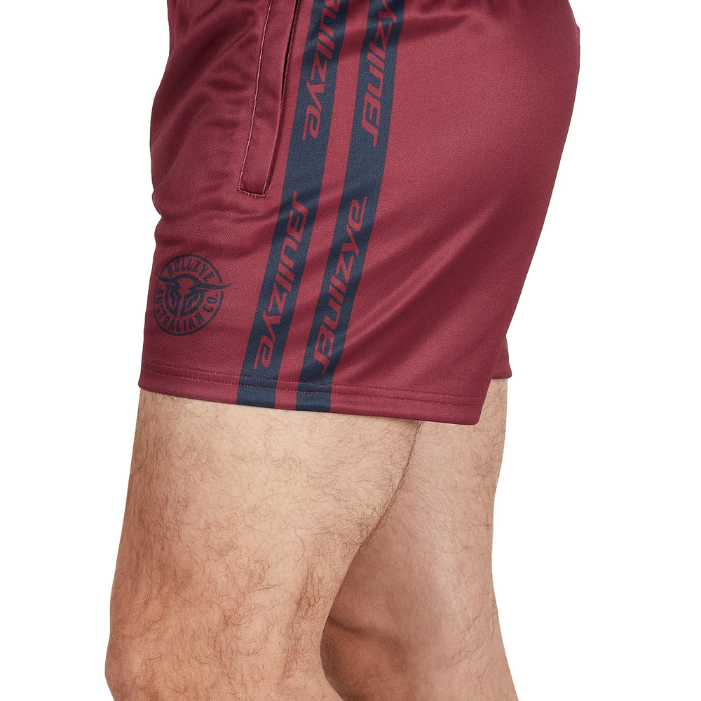 Bullzye Mens Bullring Footy Shorts - Maroon / Navy