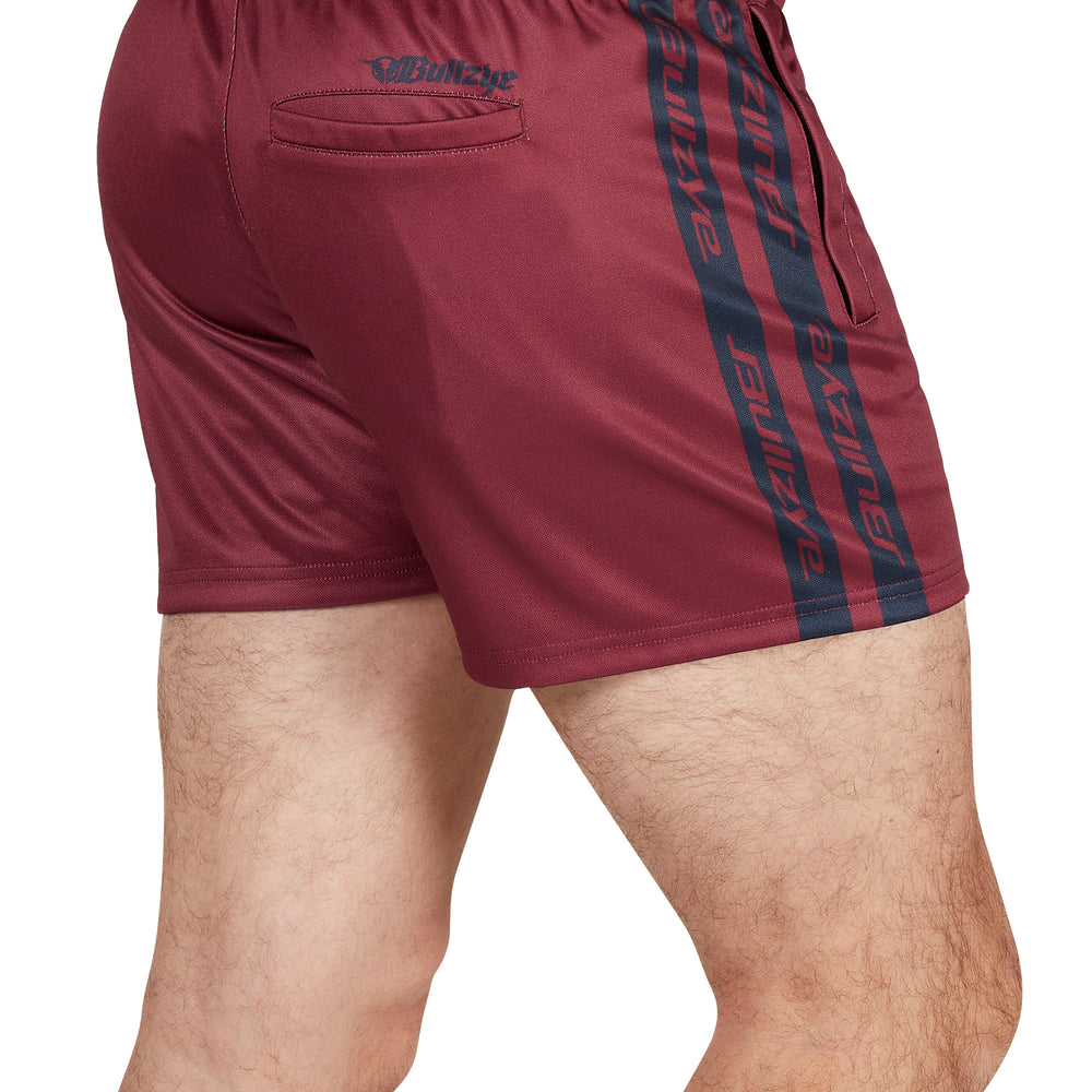 
                      
                        Bullzye Mens Bullring Footy Shorts - Maroon / Navy
                      
                    