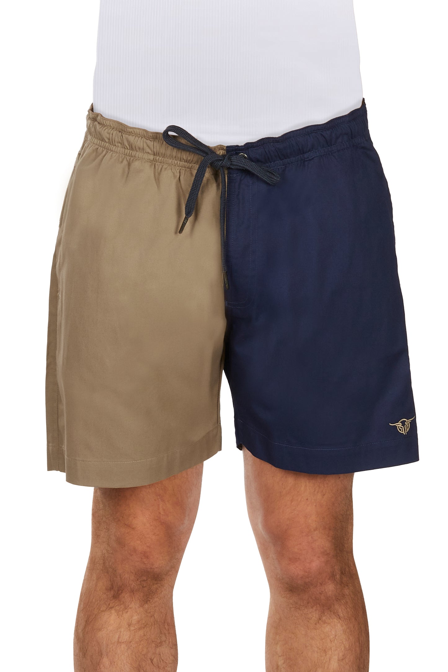 Bullzye Mens Harley Shorts - Tan / Navy B6W1309512