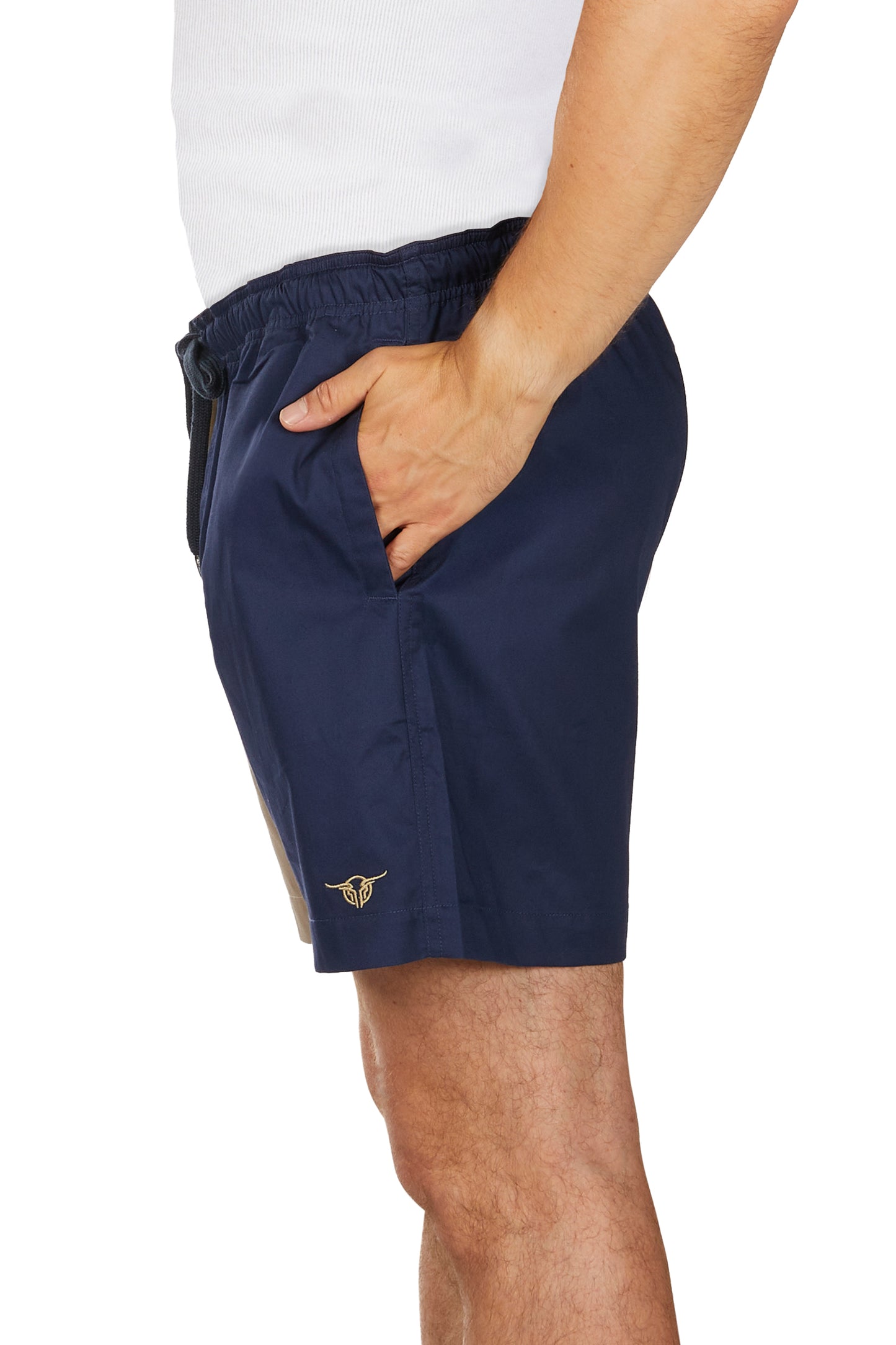 Bullzye Mens Harley Shorts - Tan / Navy B6W1309512