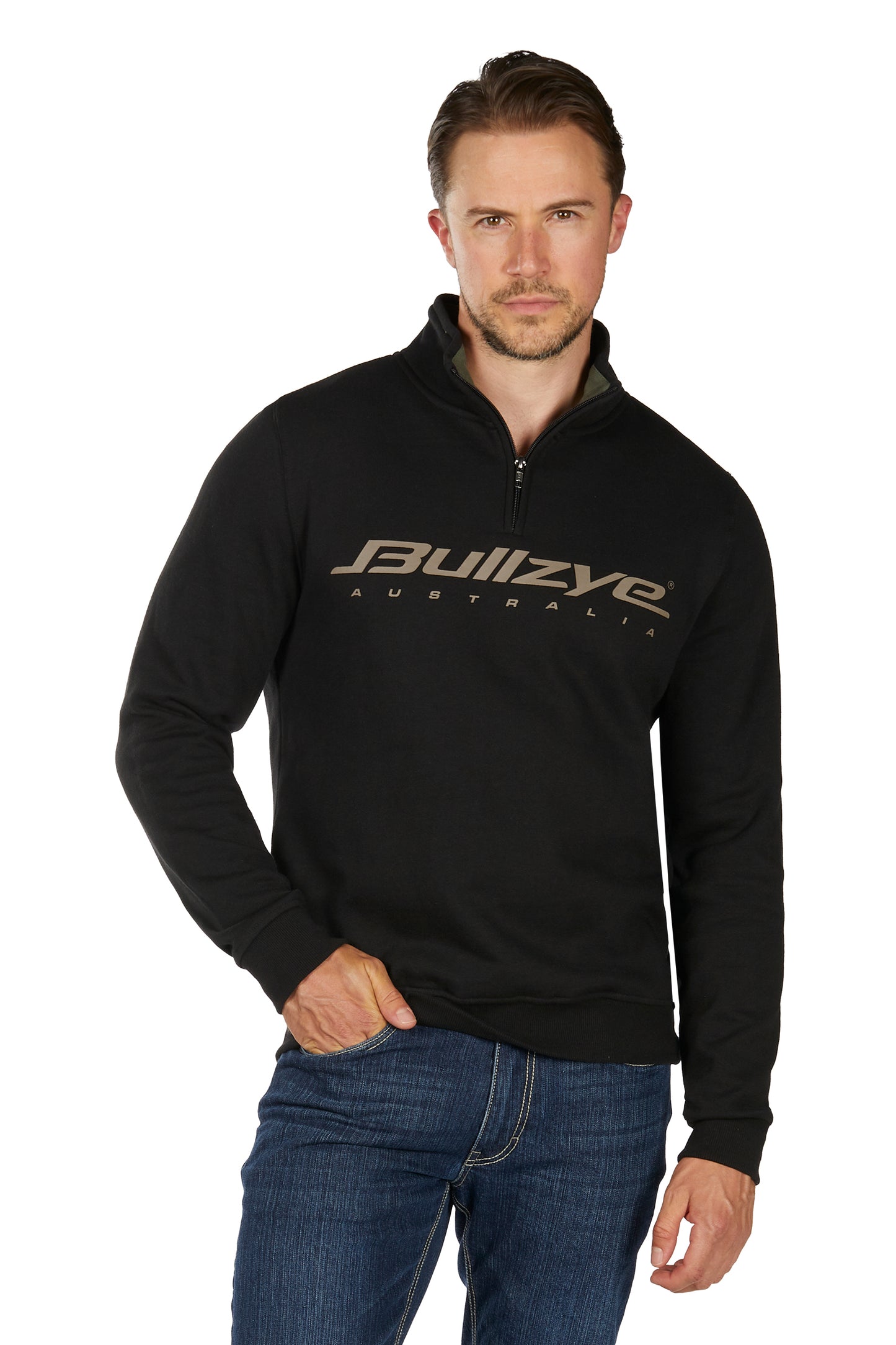 Bullzye Mens Logo 1/4 Zip Up Pullover B6W1517504