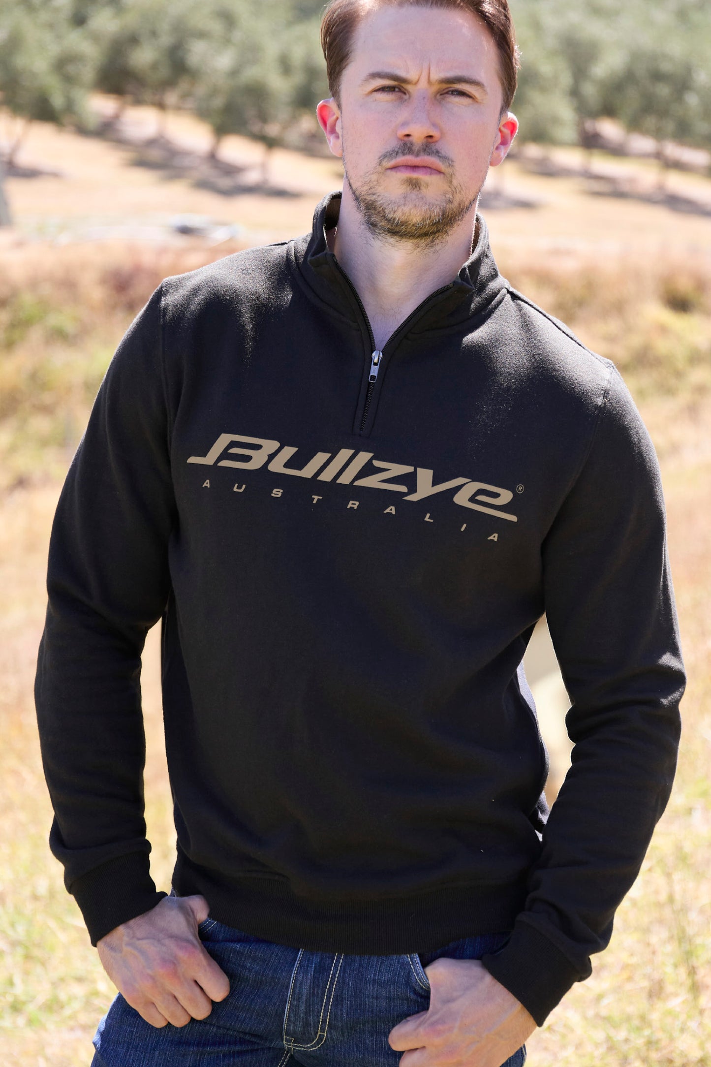 Bullzye Mens Logo 1/4 Zip Up Pullover B6W1517504