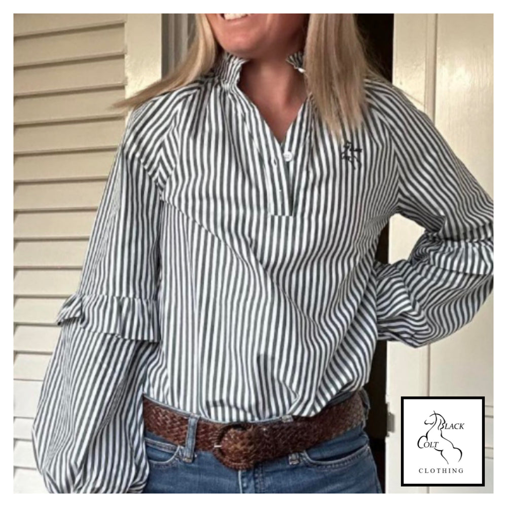 Black Colt Clothing Nikki Shirt - Green Stripe