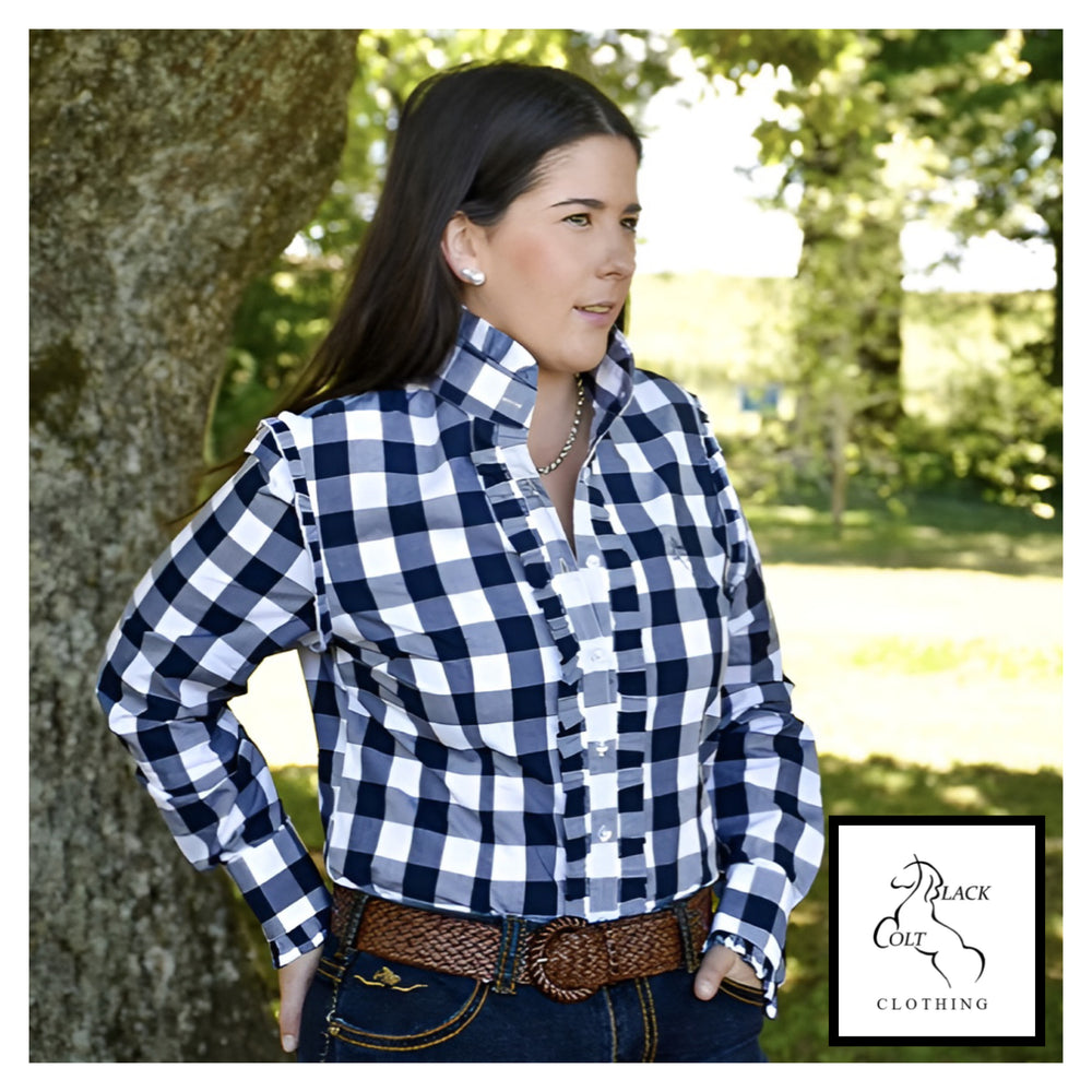 Black Colt Sara Shirt - Navy Check