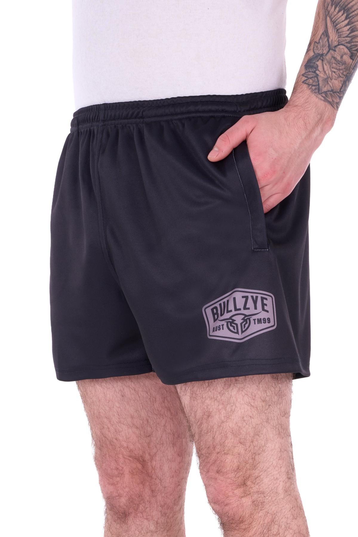 Bullzye Mens Urie Footy Shorts - Black BCP1309658