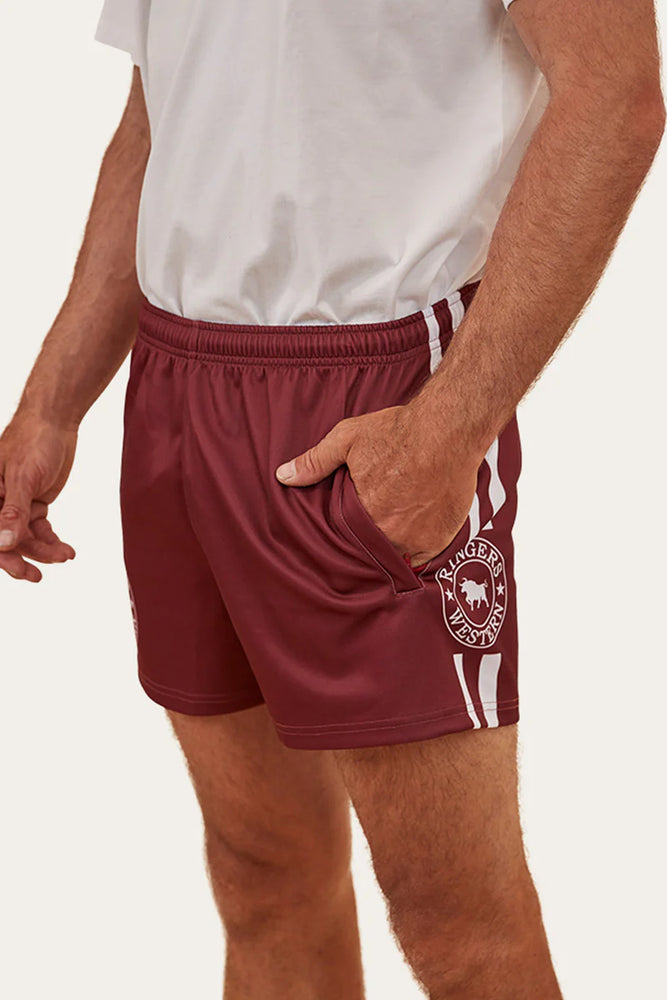 Ringer Western Footy Shorts - Burgundy