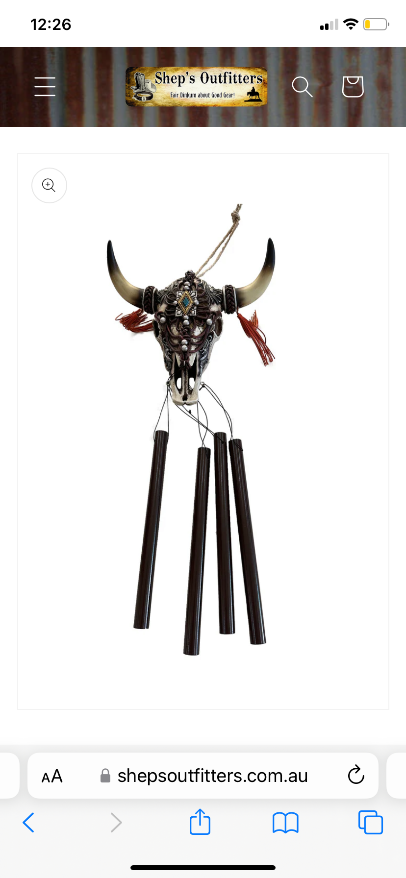 Pure Western Steer Head Wind Chime - P3S1932GFT