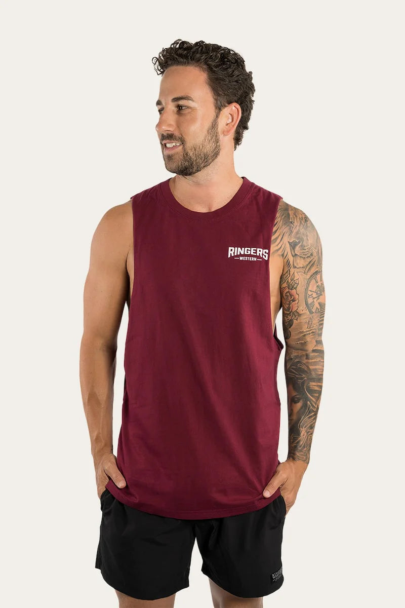 Ringers Western Mens Squadron Muscle Tank - Burgundy