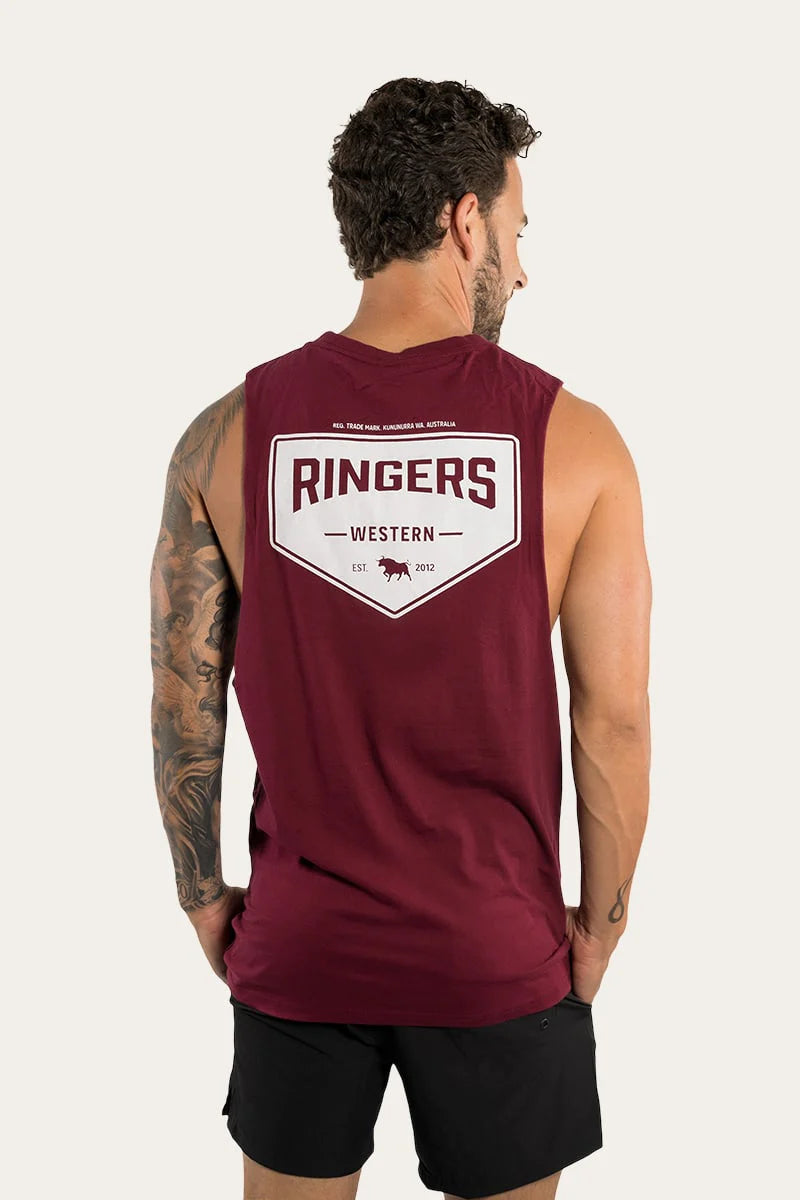 Ringers Western Mens Squadron Muscle Tank - Burgundy