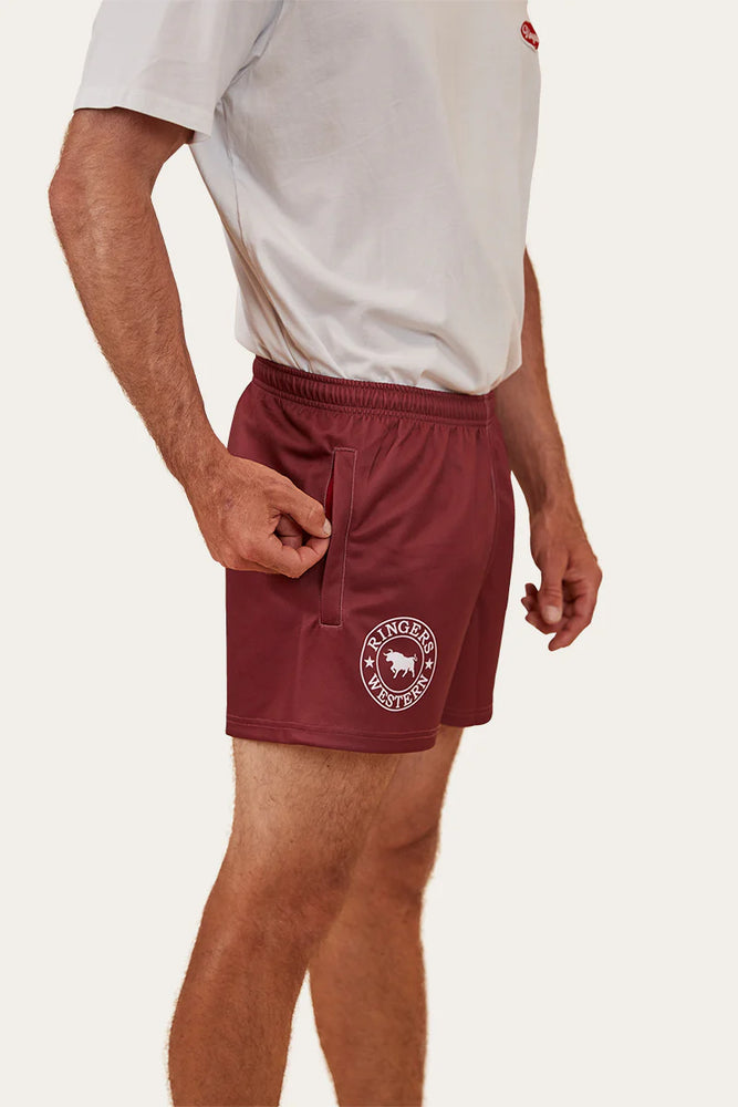 
                      
                        Ringer Western Footy Shorts - Burgundy
                      
                    