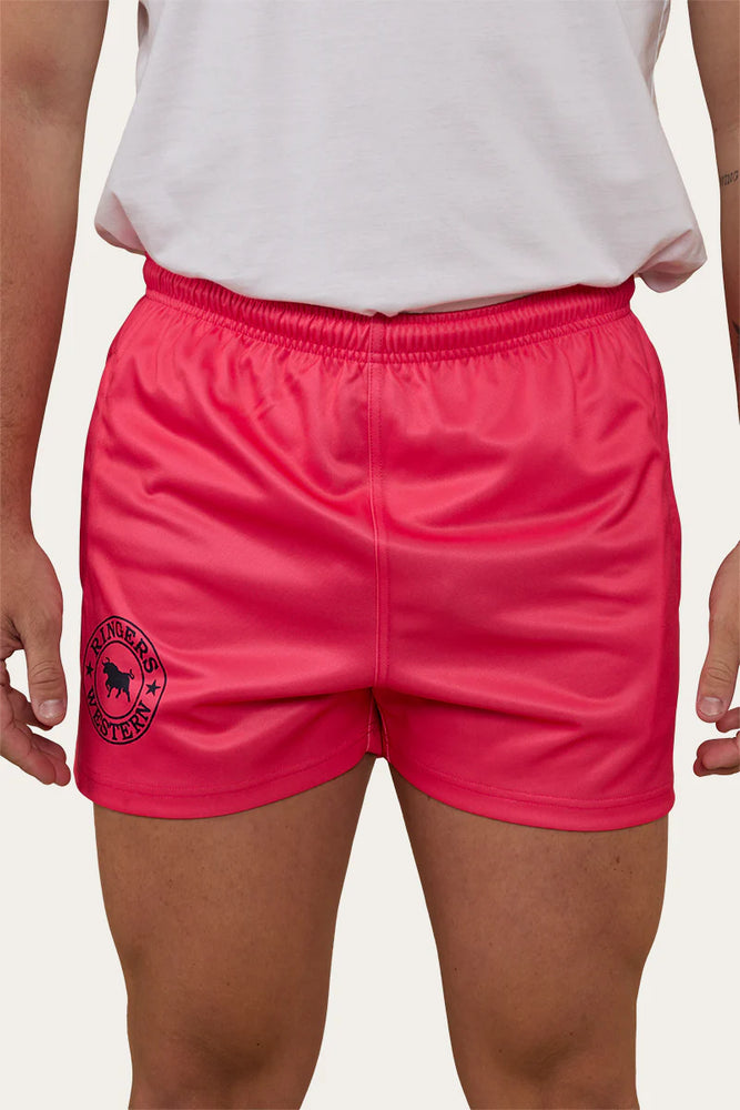 Ringer Western Mens Footy Shorts - Melon