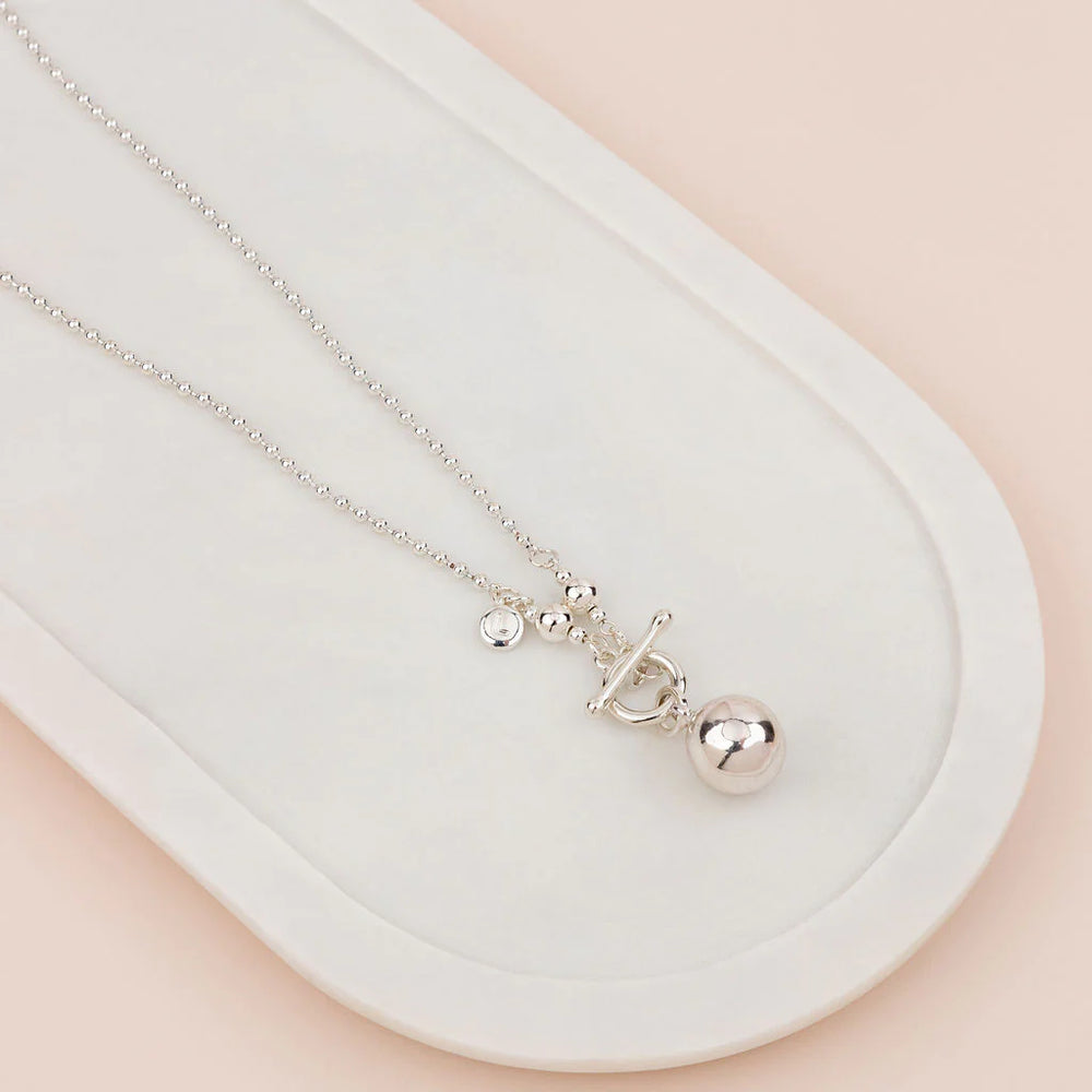 Lillyco Australia Silver Ball & Fob Necklace | L1764NB