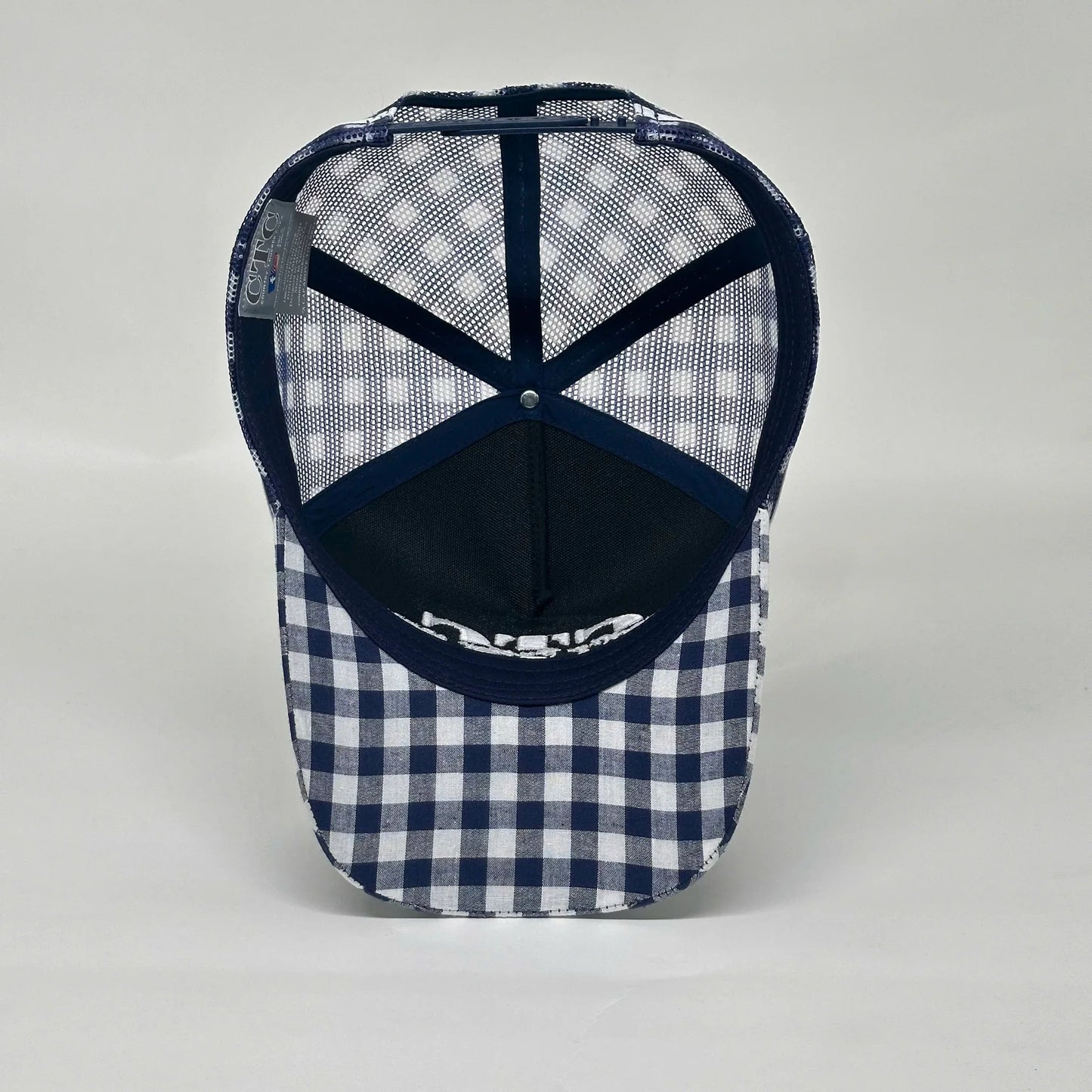 CTC Navy Gingham Trucker Cap - Medium Peak
