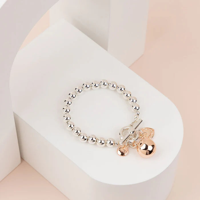 Lillyco Limited Edition Silver & Rose Gold Ball Bracelet - L1751BM1