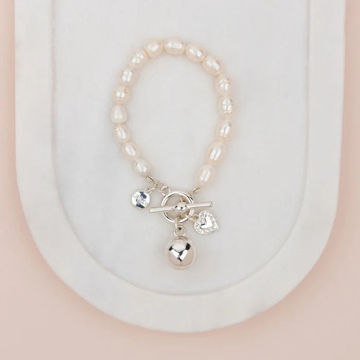 Lillyco Limited Edition Silver Ball on Freshwater Pearl Bracelet - L1751BS