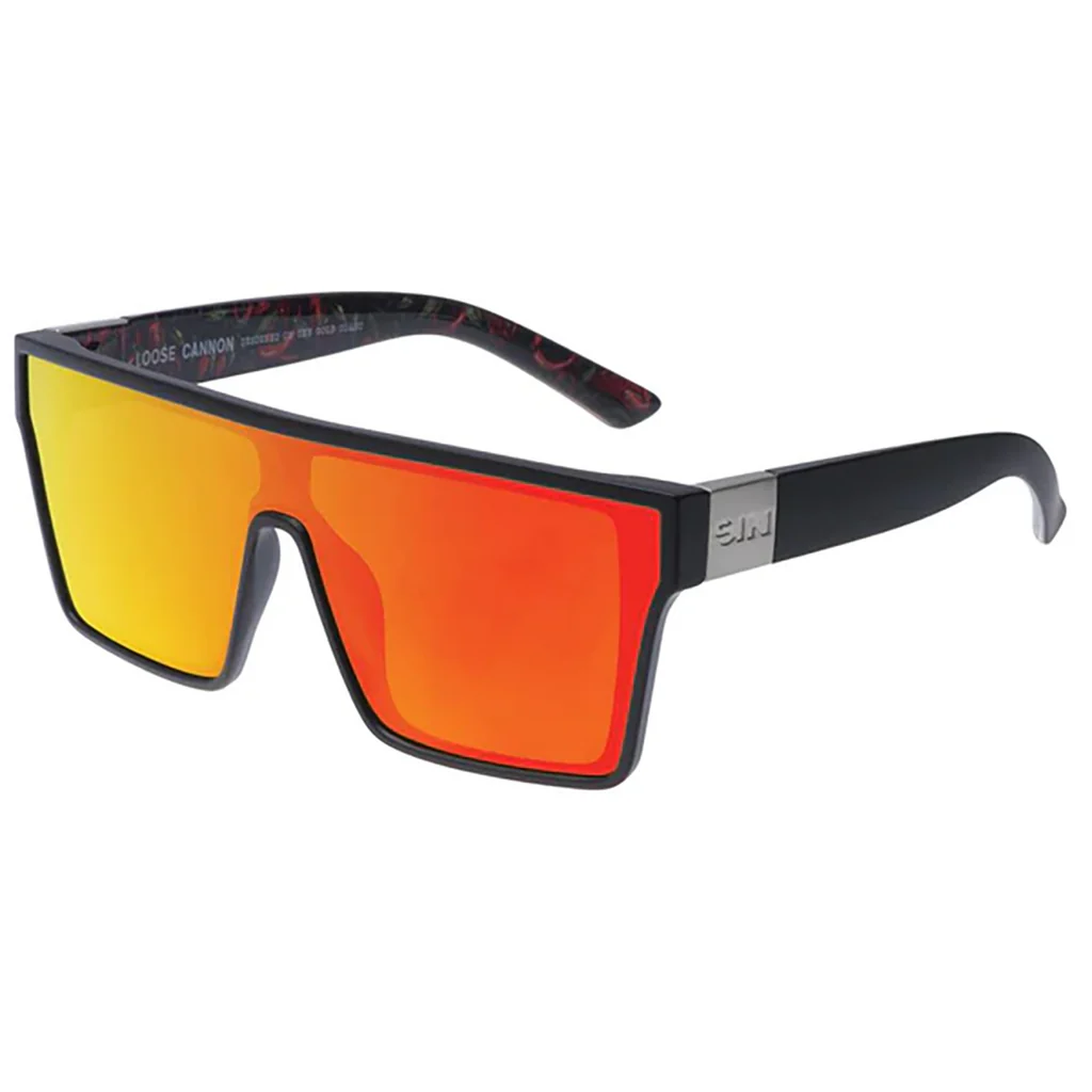 SIN Loose Cannon Sunglasses - Matt Black / Red Flash