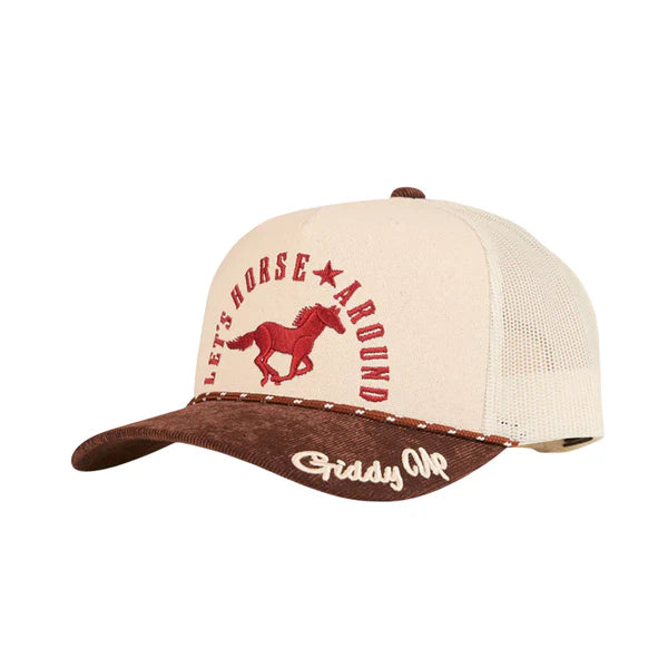 Ringers Western Lets Horse Around Trucker Cap - Off White / Chocolate