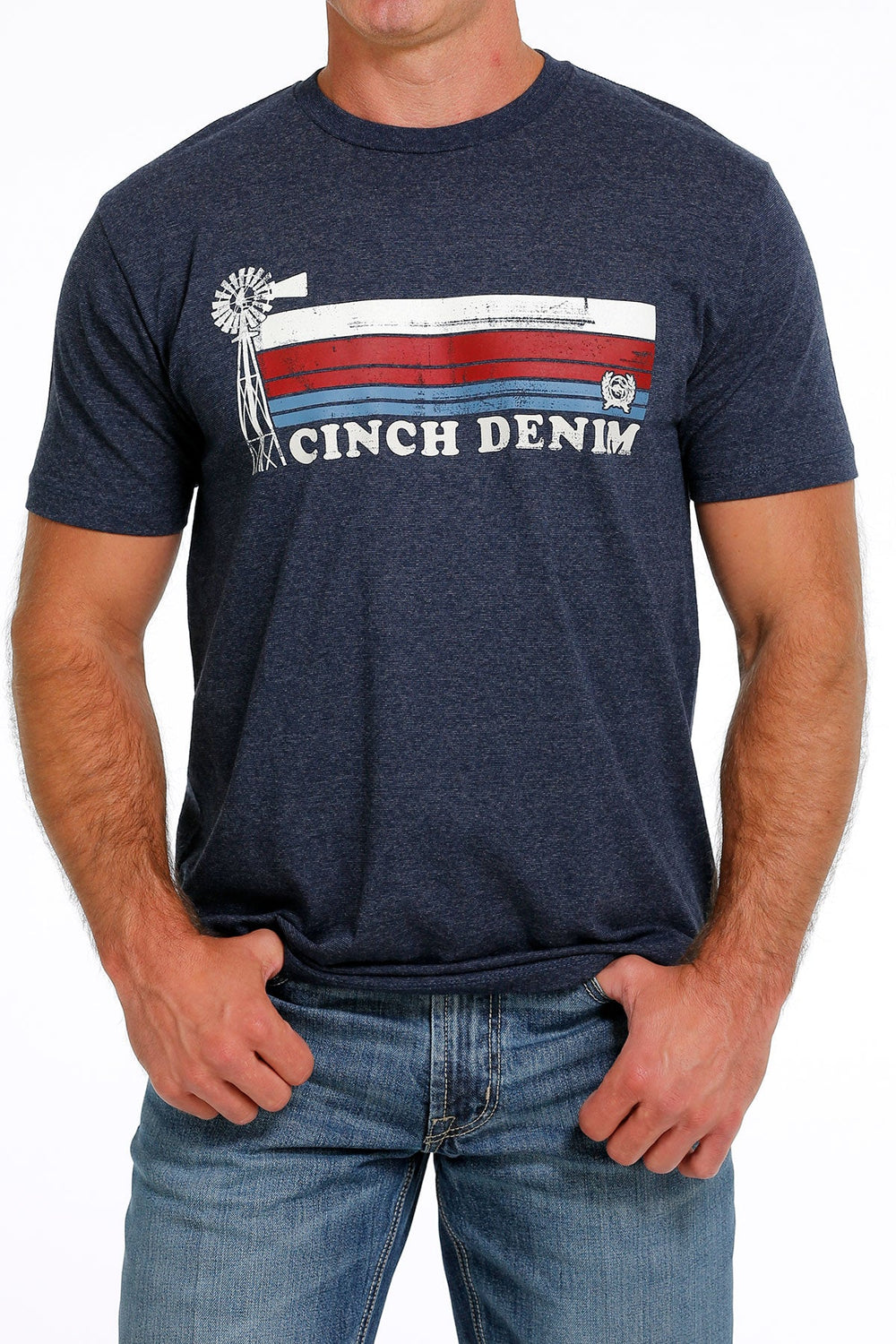 Cinch Mens Tri Colour Windmill Tee Shirt - MTT1690588 NAV