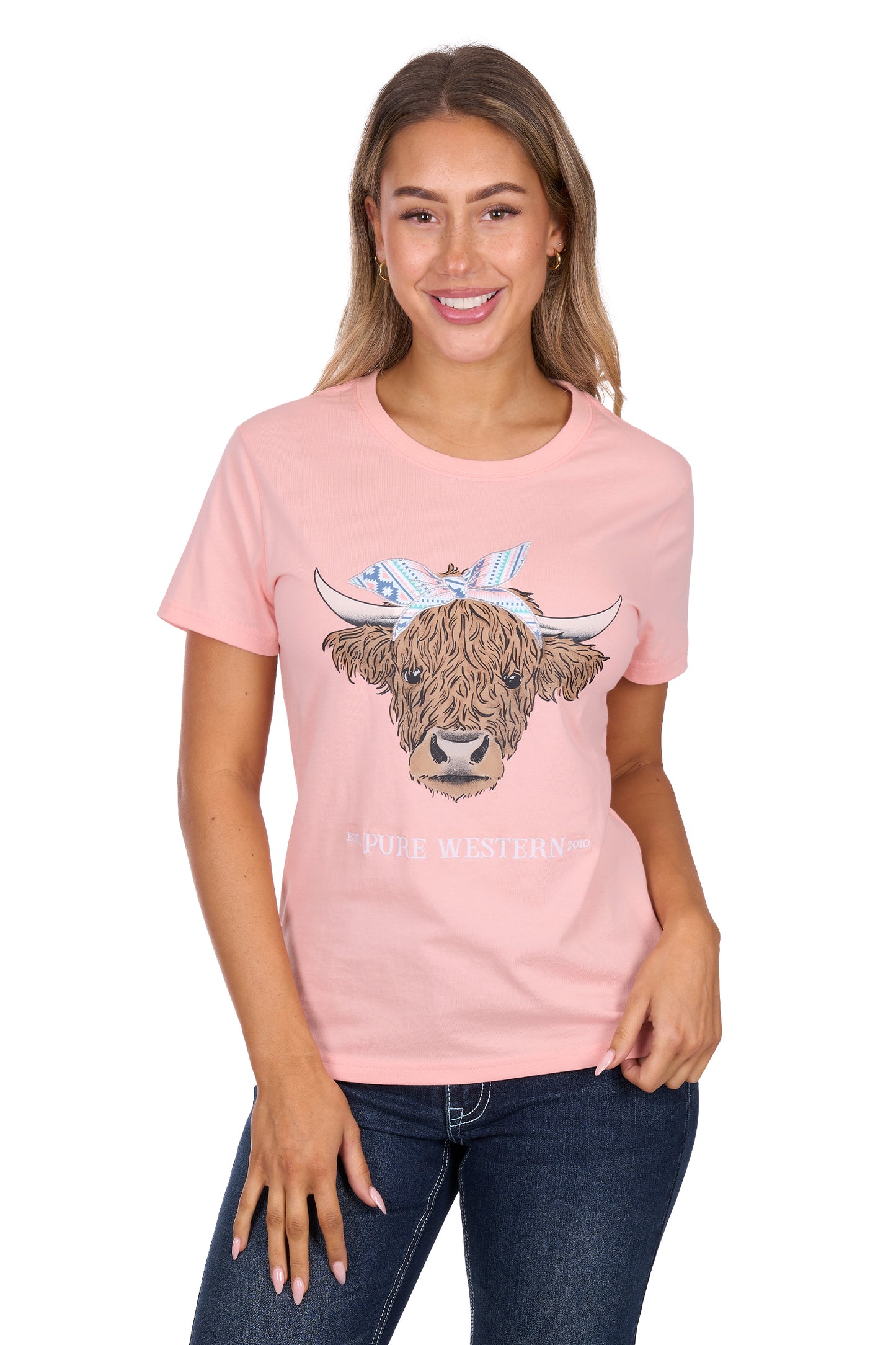 Pure Western Womens Estelle Shirt - Peach P6W2598212