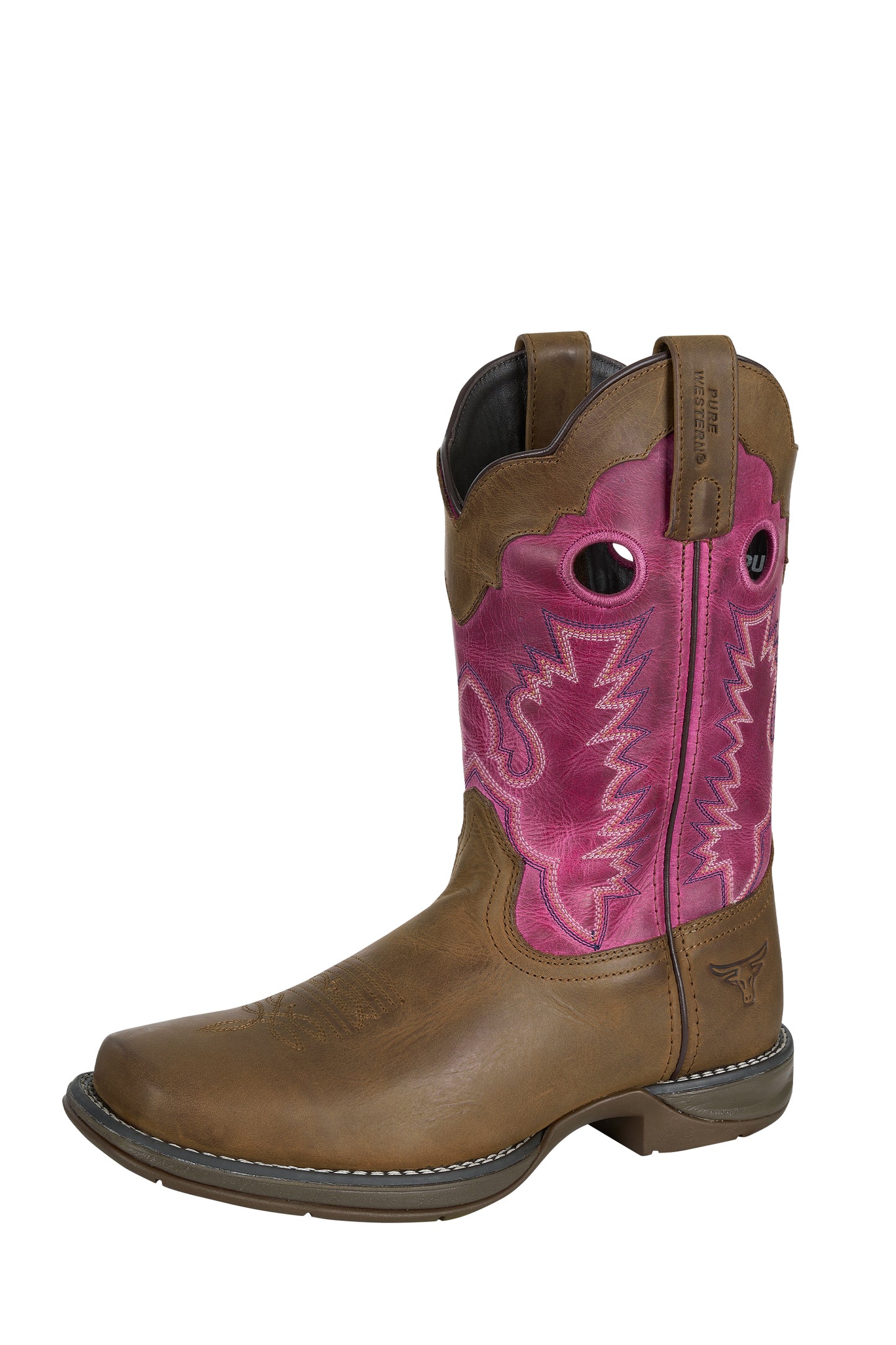 Pure Western Womens Lane Boot - Walnut/Pink P6W28520