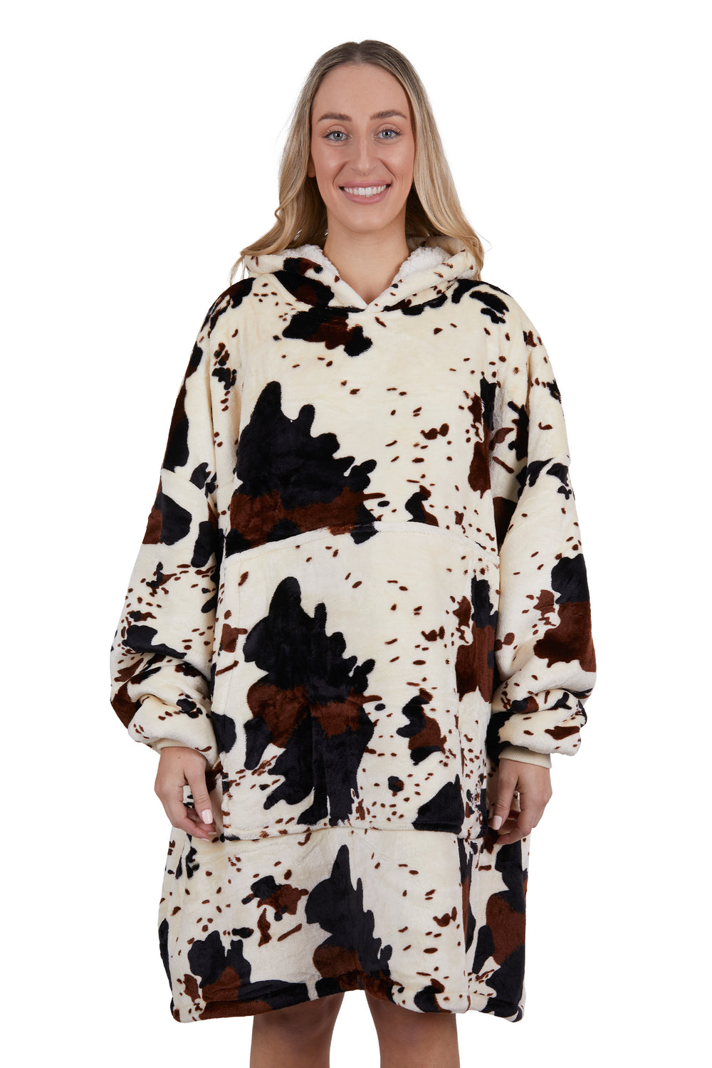 Pure Western Adult Cow Print Snuggle Hoodie - PCP2933SNU