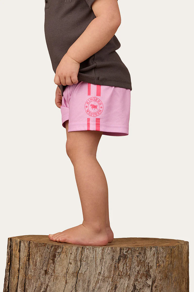 Ringer Western Babies Footy Shorts - Pastel Pink / Candy